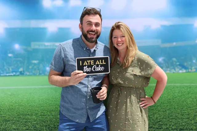 Stadium photo booth backdrop